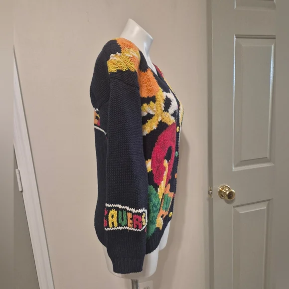 The Eagle's Eye Vintage 80s/90s Novelty Lifesavers Knit Cardigan Sweater(M) - Picture 2 of 9